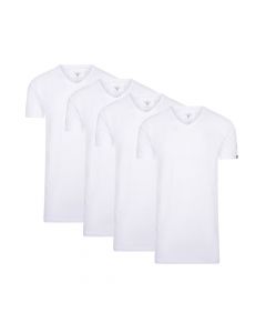 Cappuccino Italia 4-Pack T-shirts V-Hals Wit - Extra Lang